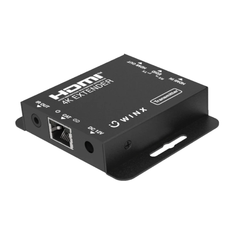 WINX LINK FAR 4K HDMI siųstuvas-imtuvas per vieną Cat5e/6/7 kabelį iki 60m su IR perdavimu, HDCP 1.4, juodos spalvos