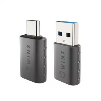 WINX LINK Simple Type-C ir USB adapterių rinkinys – USB-C vyriškas į USB-A moterišką ir USB-A vyriškas į USB-C moterišką, USB 2.0, 480 Mbps, kosminė pilka