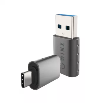 WINX LINK Simple Type-C ir USB adapterių rinkinys – USB-C vyriškas į USB-A moterišką ir USB-A vyriškas į USB-C moterišką, USB 2.0, 480 Mbps, kosminė pilka