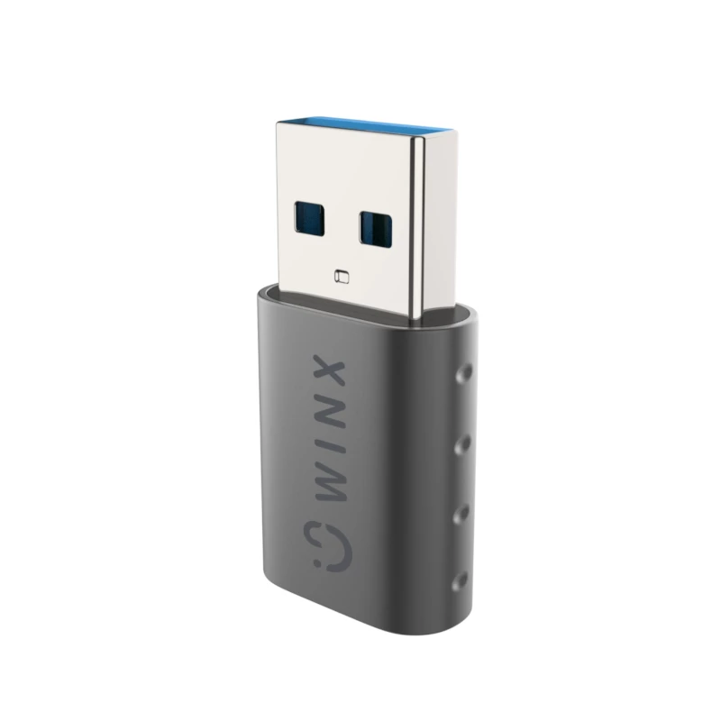 WINX LINK Simple USB į Type-C adapterių dvynių rinkinys (USB-A kištukas į USB-C lizdą, 5Gbps, 15W, Space Grey, 2 vnt.)