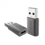 WINX LINK Simple USB į Type-C adapterių dvynių rinkinys (USB-A kištukas į USB-C lizdą, 5Gbps, 15W, Space Grey, 2 vnt.)