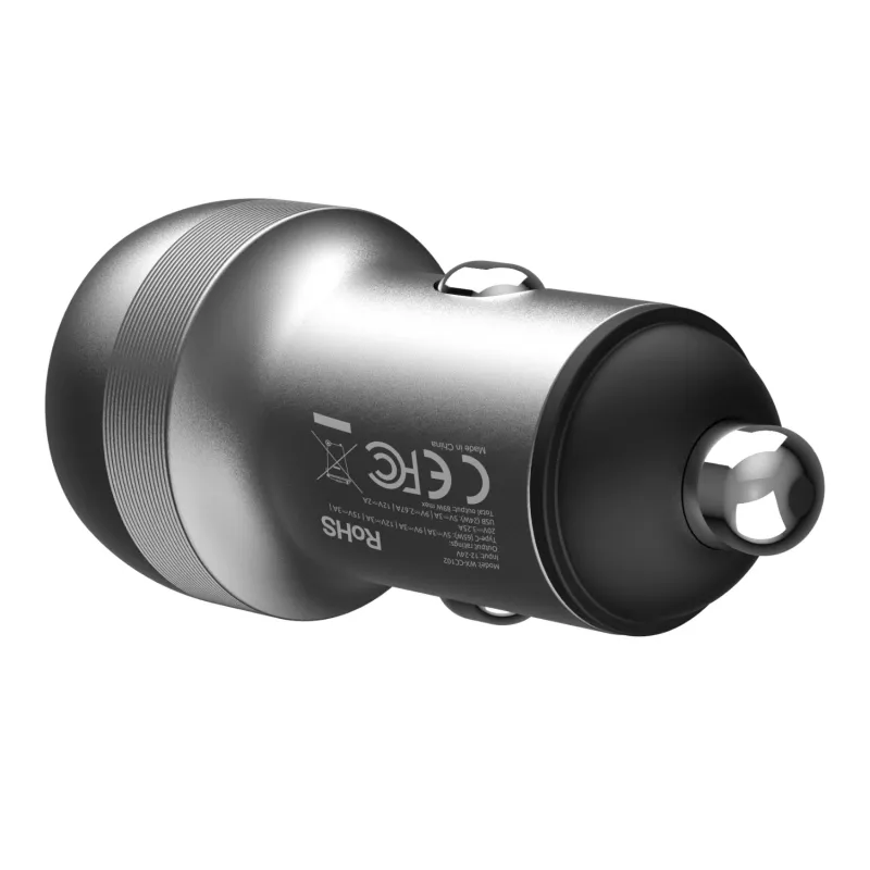 WINX POWER Fast 89W automobilinis įkroviklis – USB-C PD 67W + USB-A QC 18W, juodas