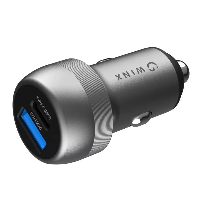 WINX POWER Fast 89W automobilinis įkroviklis – USB-C PD 67W + USB-A QC 18W, juodas