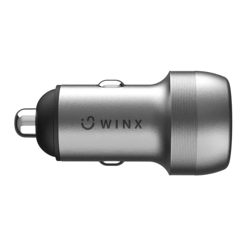 WINX POWER Fast 89W automobilinis įkroviklis – USB-C PD 67W + USB-A QC 18W, juodas