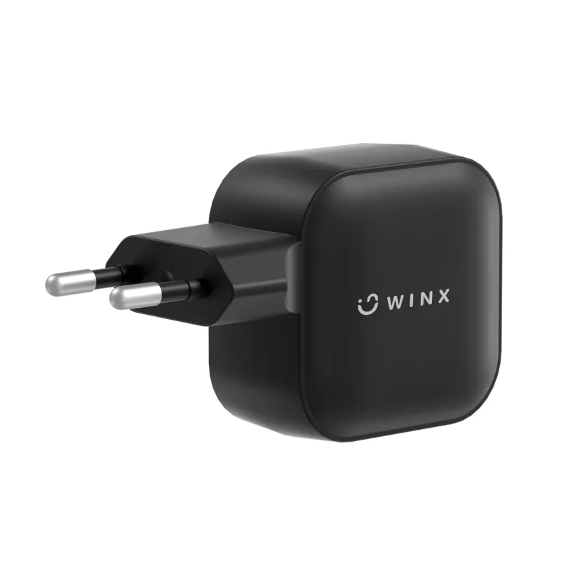 WINX POWER More 35W GaN sieninis įkroviklis - dvigubas USB-C ir USB-A, PD 3.0 PPS, baltas