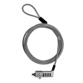 WINX Secure Max Universal Code Cable Lock - 4 skaitmenų perstatomas kodas, pintas plienas, 1,8 m, juoda/sidabrinė
