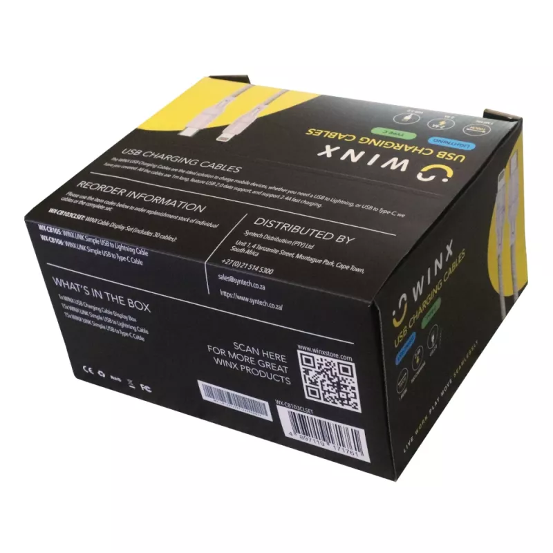 WINX USB į Type-C|Lightning įkrovimo laidas 2-in-1 šakotas 1,2 m juodas
