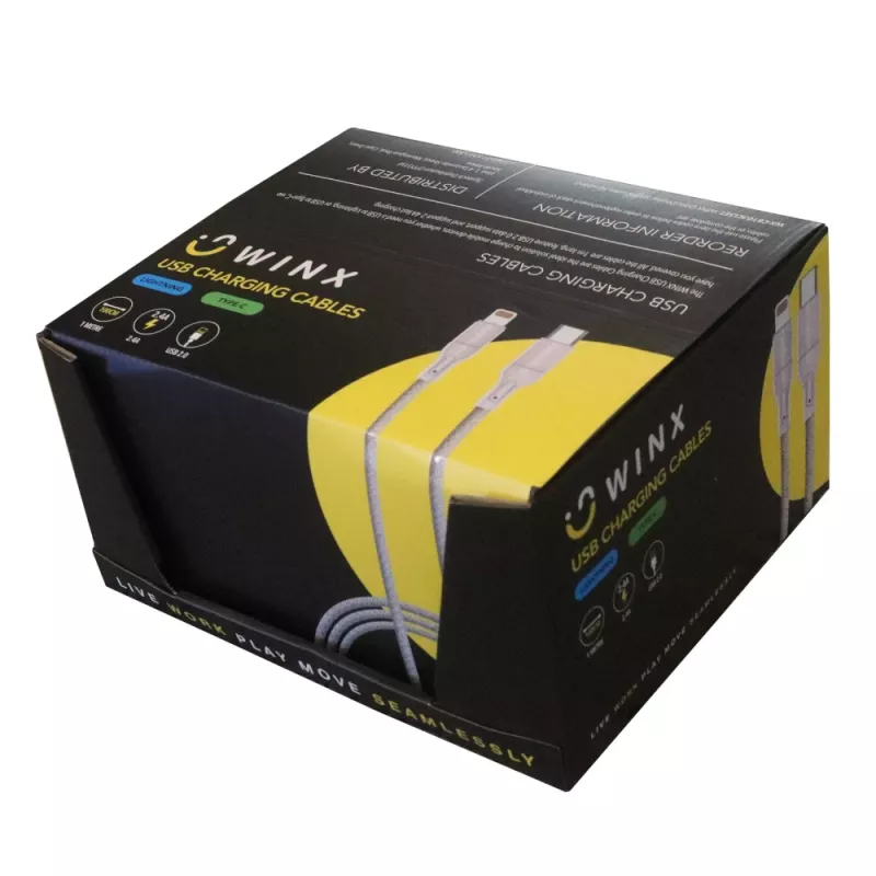WINX USB į Type-C|Lightning įkrovimo laidas 2-in-1 šakotas 1,2 m juodas