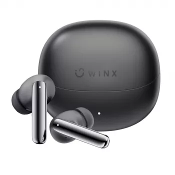 WINX VIBE More Adaptive ANC belaidės ausinės su Bluetooth 5.3, dvigubo mikrofono ENC, žaidimų režimu, IPX4, USB-C įkrovimo dėklu, 30 val. veikimo, juodos