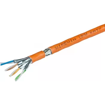 Wirewin VKW SFTP K7 LSOH3 1000SXB Cat.7 S/FTP tinklo kabelis, 1000 m, oranžinis, LSOH3 apvalkalas, vientisas varis, 23 AWG, 600 MHz, 10 Gbps