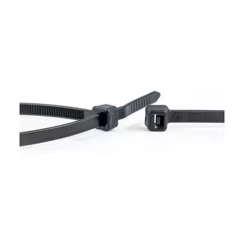 WKK UV stabilizuoti juodi nailono kabelių raiščiai 100 x 2,5 mm, 100 vnt. pakuotė