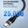 Wozinsky 1 m USB-C į USB-C laidas 60W PD greitasis įkrovimas ir duomenų sinchronizavimas juodas