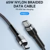 Wozinsky 1 m USB-C į USB-C laidas 60W PD greitasis įkrovimas ir duomenų sinchronizavimas juodas