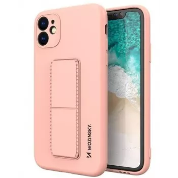 Wozinsky Apple iPhone 12 Kickstand Case Silicone Case with Stand Pink