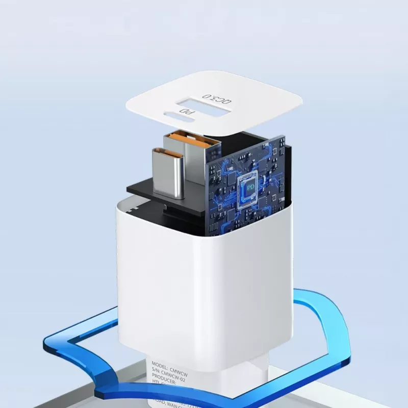 Wozinsky CMWCW 20W USB-C / USB-A sieninis įkroviklis - baltas