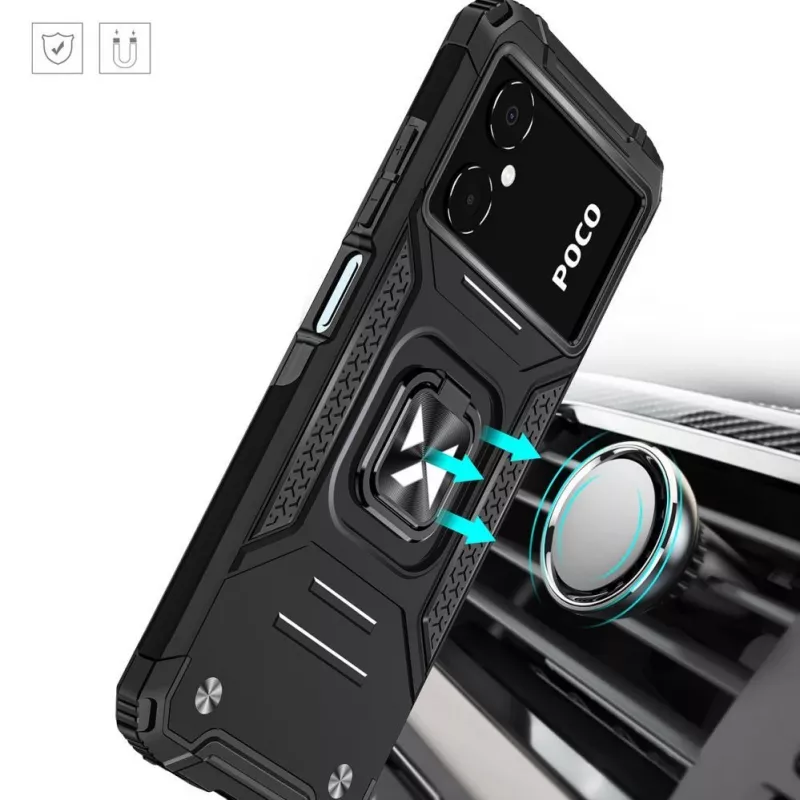Wozinsky Ring Armor Case, Google Pixel 7 Pro dėklas, šarvuotas, su magnetiniu laikikliu, juodas