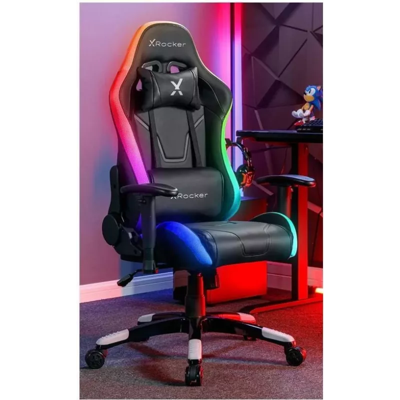 X Rocker Agility Compact eSports Gaming Office Chair su LED apšvietimu ir programėlės valdymu – Juoda (2023028)