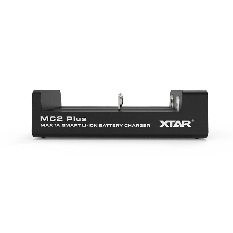 XTAR MC2+ 2 vietų Li-ion baterijų įkroviklis, skirtas 18650, 21700, 26650 ir kt. (USB maitinimas)