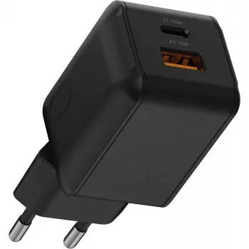 Xtorm NextGen GaN3 Ultra 70W PD sieninis įkroviklis USB-C ir USB-A juodas XECNG701