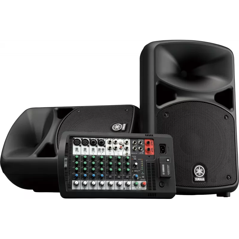 Yamaha STAGEPAS 600BT nešiojama PA sistema su 8 kanalų mikšeriu ir dviem 10 colių garsiakalbiais