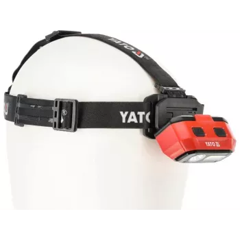 Yato YT-08594 COB LED darbinis žibintas su magnetiniu pagrindu ir pasukamu kabliu, 200 lm, 3x AA, juodas/raudonas