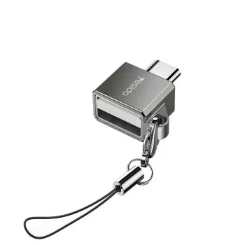 YESIDO GS08 Mini aliuminio lydinio USB Type-C OTG adapteris su kortelių skaitytuvu - Juoda