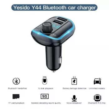YESIDO Y44 MP3 grotuvas Bluetooth automobilinis įkroviklis su QC3.0, LED ekranu, laisvų rankų režimu, juodas
