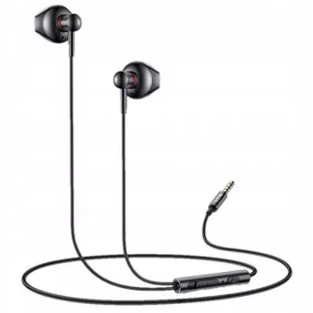 YESIDO YH47 laidiniai ausinukai su mikrofonu, 3,5 mm lizdas, juodi
