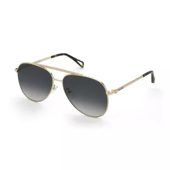 ZADIG & VOLTAIRE SZV415-600300 Vyriški stačiakampiai akiniai nuo saulės, juodas rėmelis, pilki lęšiai, 60/17/140 mm