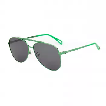 ZADIG & VOLTAIRE SZV415-600G09 Moteriški stačiakampiai akiniai nuo saulės - juodas acetato rėmelis, pilki polikarbonatiniai lęšiai, UV400 apsauga