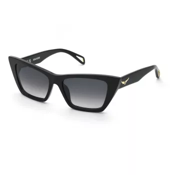 ZADIG & VOLTAIRE moteriški akiniai nuo saulės SZV419-550700 juodi acetatiniai kvadratiniai rėmeliai pilki gradientiniai lęšiai 55mm