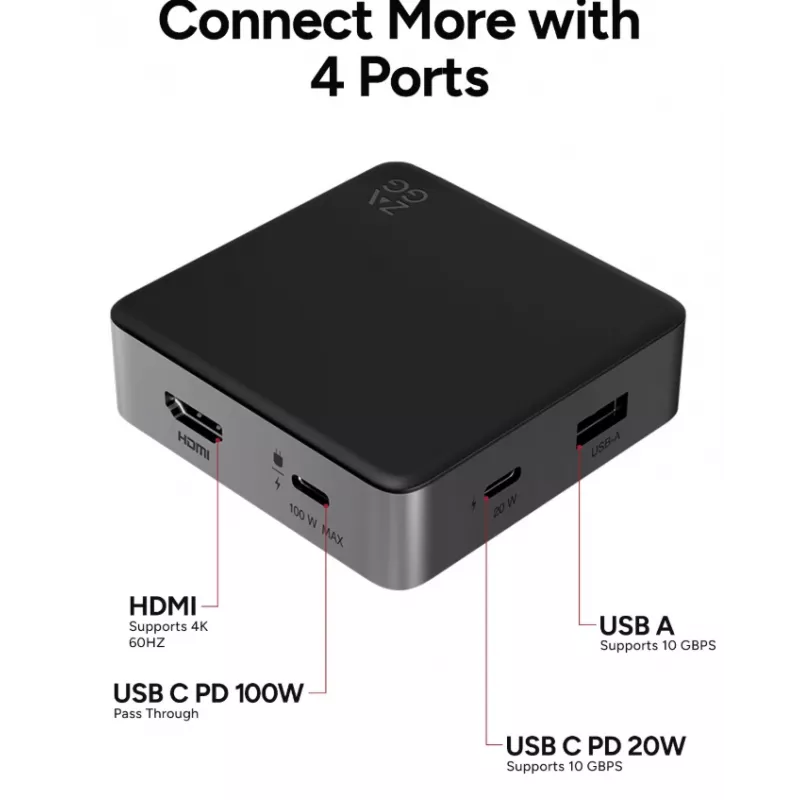 ZAGG 4 portų USB šakotuvas juodas/pilkas