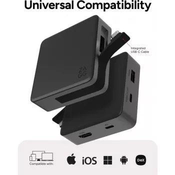 ZAGG 4 portų USB šakotuvas juodas/pilkas
