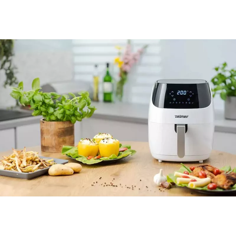 Zelmer ZAF5501W Oro gruzdintuvė be aliejaus, 5 l, 1500 W, skaitmeninis jutiklinis valdymas, balta