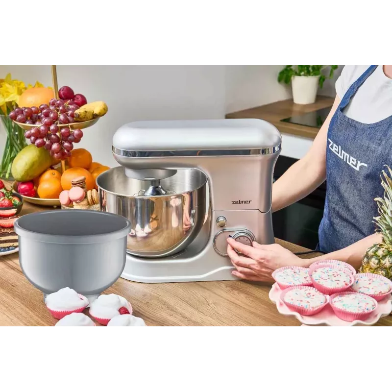 Zelmer ZKR1360 stacionarus maišytuvas – 1300 W, 5,5 l dubuo, planetinis maišymas, juoda/sidabrinė
