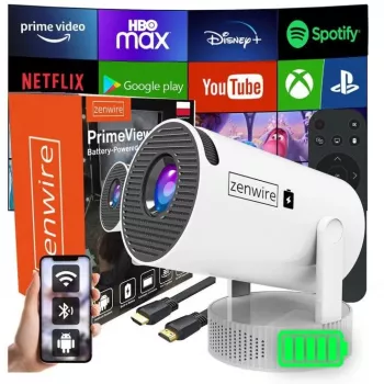 ZENWIRE K400 Mini Projektorius Android WiFi Full HD Bluetooth su Baterija