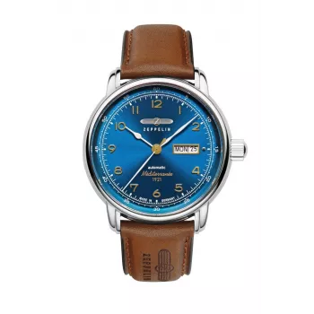Zeppelin Mediterranee 96643 Vyriškas Kvarcinis Laikrodis, 40mm, Mėlynas Ciferblatas, Mėlynas Odinis Dirželis