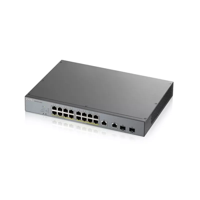 ZyXEL GS1350-18HP-EU0101F Smart Managed Gigabit PoE+ Switch su 16 PoE+ prievadų ir 2 SFP jungtimis, 250W biudžetas