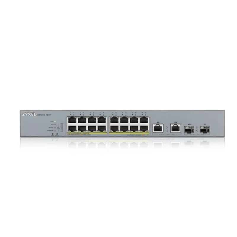 ZyXEL GS1350-18HP-EU0101F Smart Managed Gigabit PoE+ Switch su 16 PoE+ prievadų ir 2 SFP jungtimis, 250W biudžetas