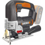 WORX WX543.9 20V akumuliatorinis siaurapjūklis su 4 švytuoklės nustatymais, greitu ašmenų keitimu be įrankių, LED apšvietimu, 80 mm medienos pjovimo galimybe