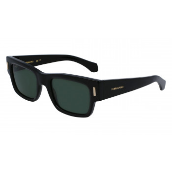 Ferragamo SF2011S-001 vyriški stačiakampiai akiniai nuo saulės, juodas rėmelis, pilki stiklai, 53 mm