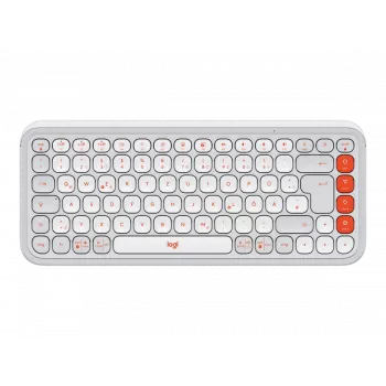 LOGITECH belaidė klaviatūra Pop Icon Keys - Off White & Orange QWERTZ vokiška