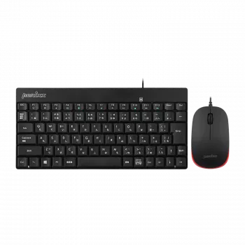 Perixx PERIDUO-212 DE, mini USB klaviatūros ir pelės rinkinys, juodas