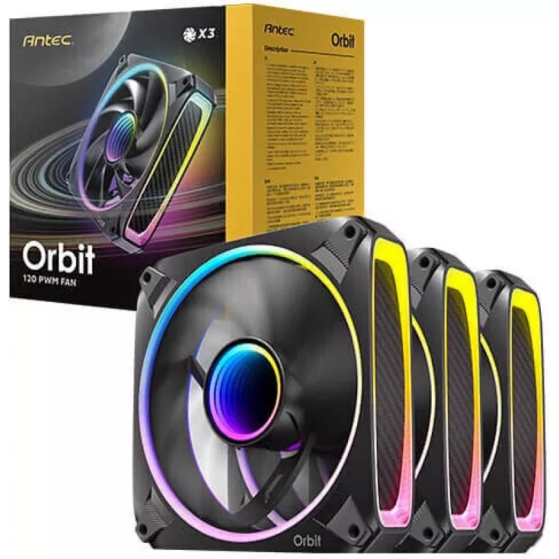 Antec Orbit 120 ARGB PWM 3 vnt. korpuso ventiliatoriai - juodi