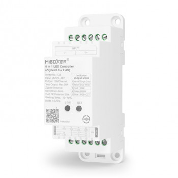 MiBoxer TZ5 LED valdiklis DIN bėgeliui, Zigbee 3.0 + RF, 12 A kanalui, bendrai 20 A