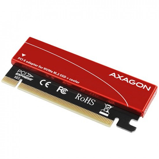 AXAGON PCEM2-S PCI-E 3.0 16x - M.2 SSD NVMe, up to 80mm SSD, low profile, cooler