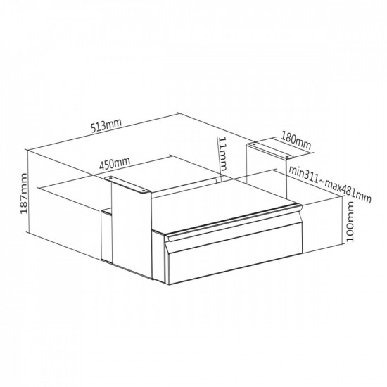 Under-Table Drawer With Shelf MC-875