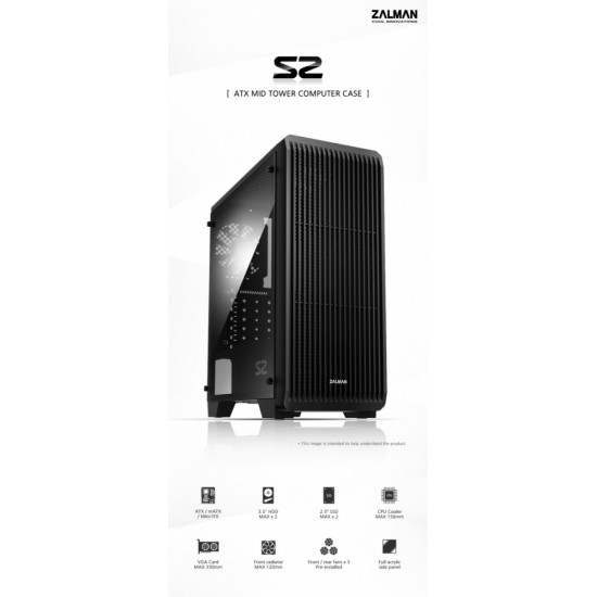 ZALMAN S2 ATX Mid Tower PC Case 120mm fan