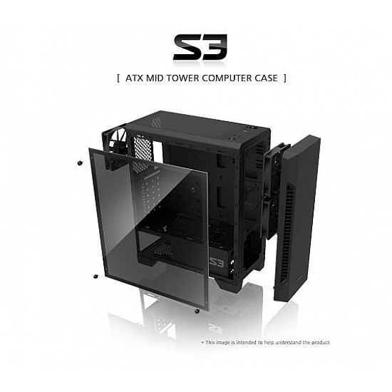 ZALMAN S3 TG ATX Mid To wer PC Case TG fan x3