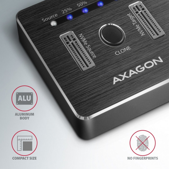 AXAGON ADSA-M2C DUAL NVMe CLONE MASTER DOCK SuperSpeed USB-C 10 Gbps docking station